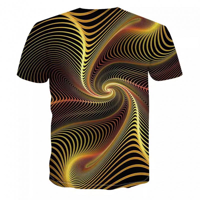 外贸新款亚马逊WISH跨境 视觉艺术 创意休闲潮流男3D印花短袖 T恤