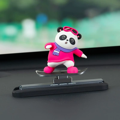 Dashboard Swinging Bear, Floating — Car ornaments - new-skateboard-bear-instrument-table-model-rose-red