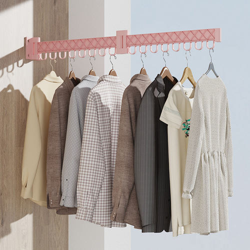 Balcony invisible wall-mounted clothes rack without drilling, home invisible hanging clothes bar for outdoor folding clothes