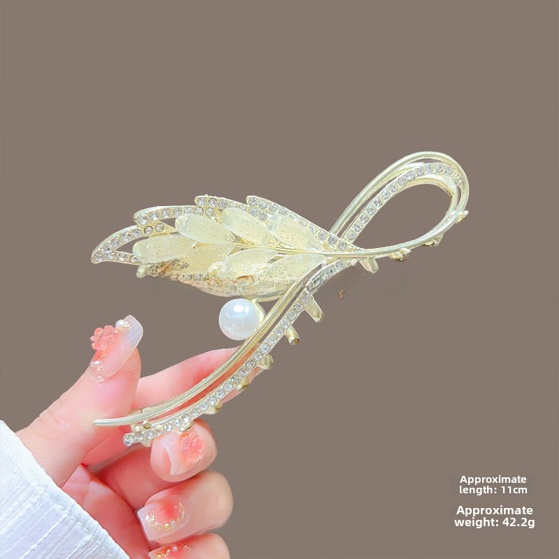 Temperamento Full Diamond Metal Shark Clip Hairpin Back Head Coil Hair Grab Clip Donna Primavera Estate Super Large Clip Copricapo Hair Grab_voghion.com