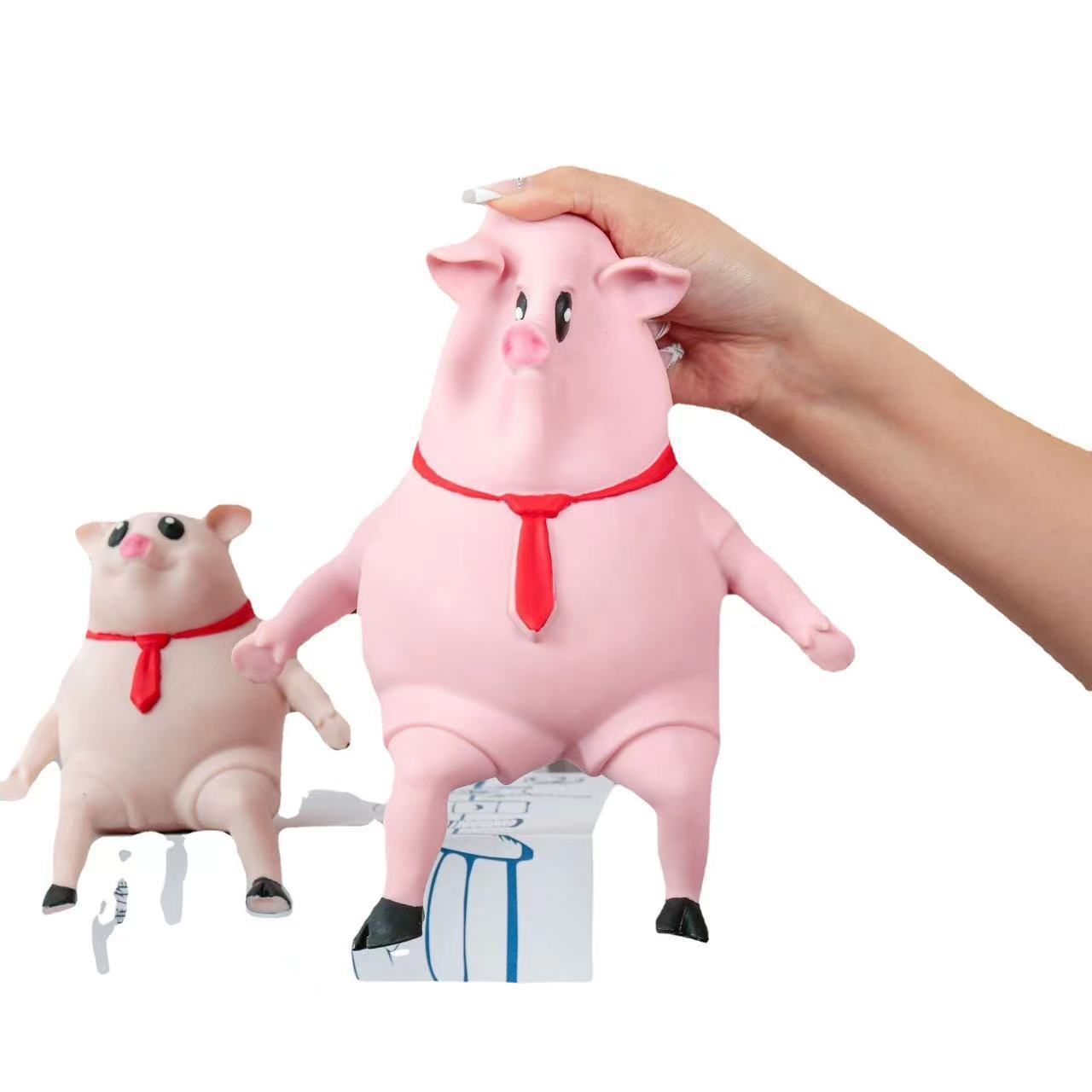 Douyin mismo modelo de celebridad de Internet dibujos animados lindo rosa tirando cerdo juguete goteando cerdo entero pellizco música juguete de descompresión