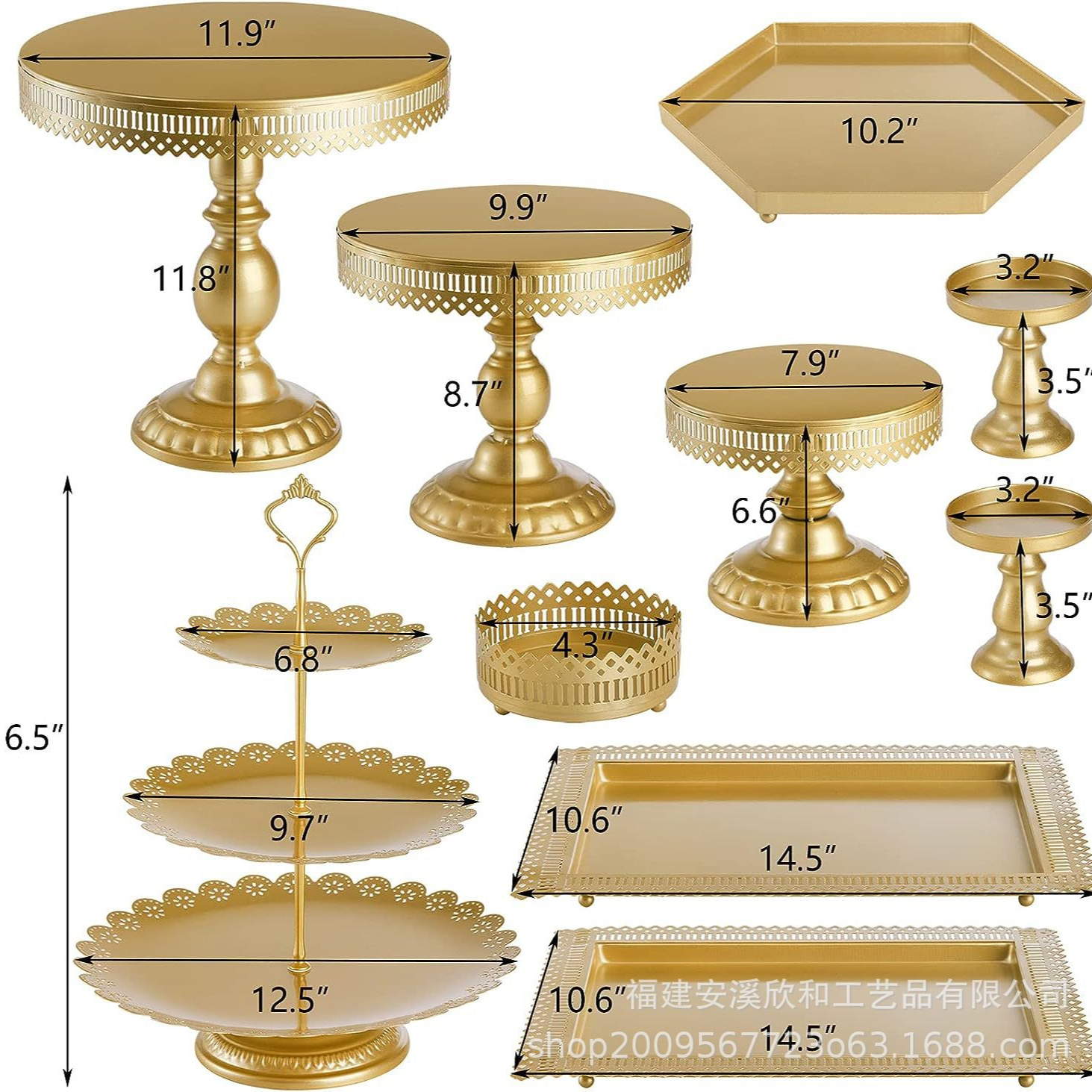 Estante de pastel europeo de hierro forjado combinación de bodas oro postres tienda de bocadillos estante de pastel bandeja estante de exhibición fiesta