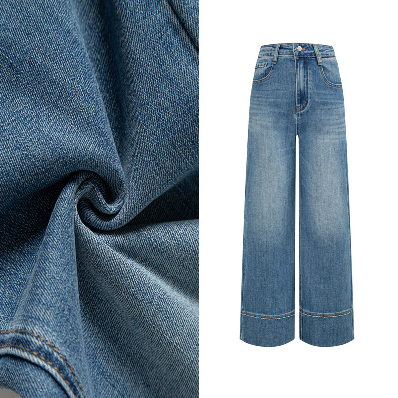 2026 Spring High-Waisted Straight-Leg Wide-Leg Trendy Fashion Versatile Jeans (with Split Stitching and Embroidery)