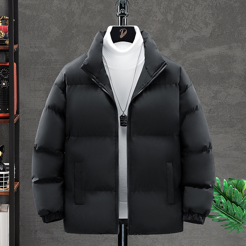 2024 nueva chaqueta de algodón principal para hombres, chaqueta de algodón caliente gruesa y suelta de cuello vertical, chaqueta de algodón frío
