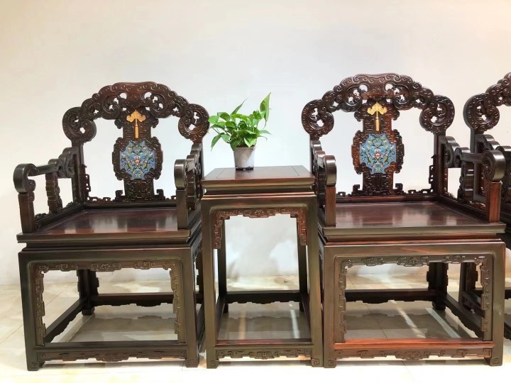 印尼黑酸枝阔叶黄檀太师椅福寿椅三件套仿古典新中式红木家具