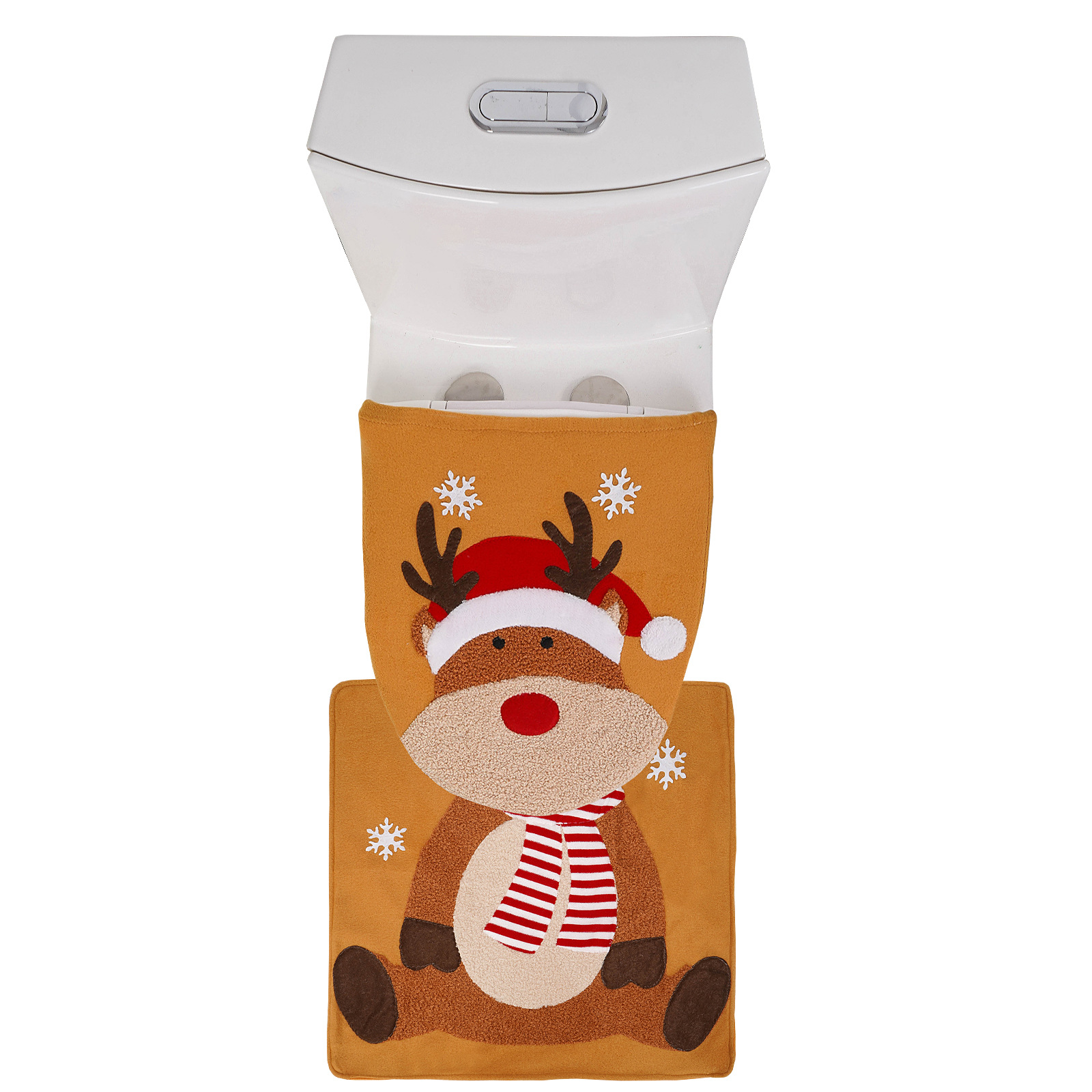 Nuevo producto transfronterizo, decoración navideña para el tapado del inodoro para personas mayores, muñeco de nieve, alce, baño, decoración para el tapado del inodoro de dos piezas