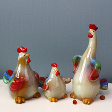 陶瓷鸡摆件萌物一家三口复活节创意陶瓷工艺品客厅摆件酒柜装饰品