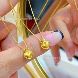 水贝黄金批发足金999皇冠爱心吊坠3D硬金折叠爱心520情人节礼物