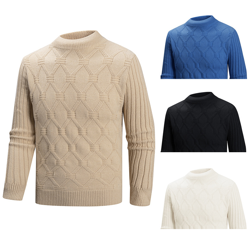 Men's Clothing Men's Soft Knit Sweater Winter Casual Cable Knit Pullover Round Neck Loose Fit Long Sleeve Top For Teens & Youth_voghion.com