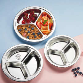 304不锈钢幼儿园餐盘卡通分格宝宝儿童家用餐具防摔创意盘子套装