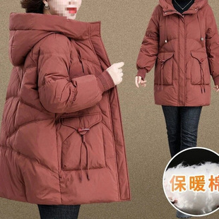 Winter Korean Style Cotton-padded Coat Women's Fashion Western Style Mid-length 2024 New Style Thickened Loose Cotton-padded Coat Women's Trendy