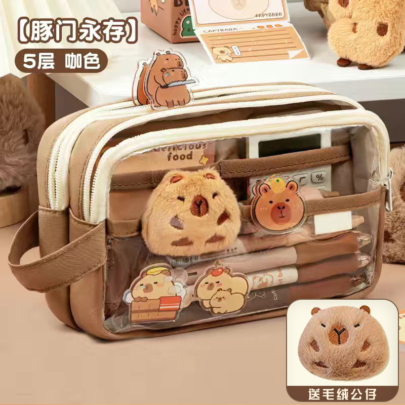 Estuche de lápices transparente, gran capacidad, multifuncional, primaria y secundaria