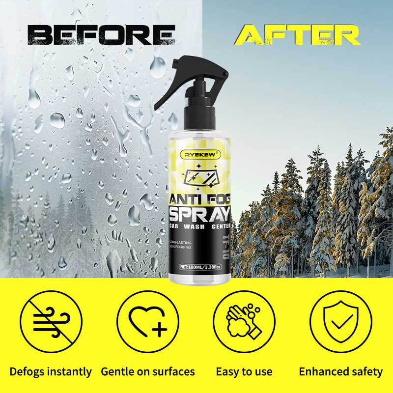 Ryekew Car Glass Anti-Fog Agent Front Windshield Long-Lasting Anti-Fog and Rain-Proof Agent Waterproof and Water-Repellent Cleaning Spray