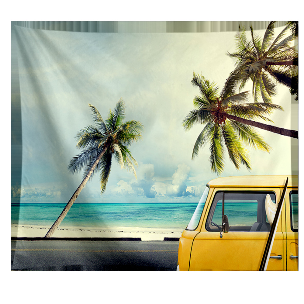 跨境新品海滩海洋波西米亚棕榈树椰树壁挂卧室房间床头出租屋挂毯