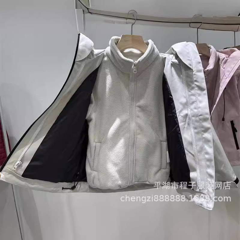 (2개) 어린이 3 대 1 야외 충전 의류 후드 이동식 라이너 두꺼운 방수 가을과 겨울 소년 소녀를위한 따뜻한
