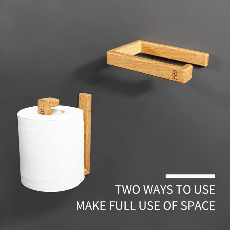 Bamboo toilet paper holder roll paper holder household tissue dispenser wall-mounted bathroom hanger kitchen wooden hook