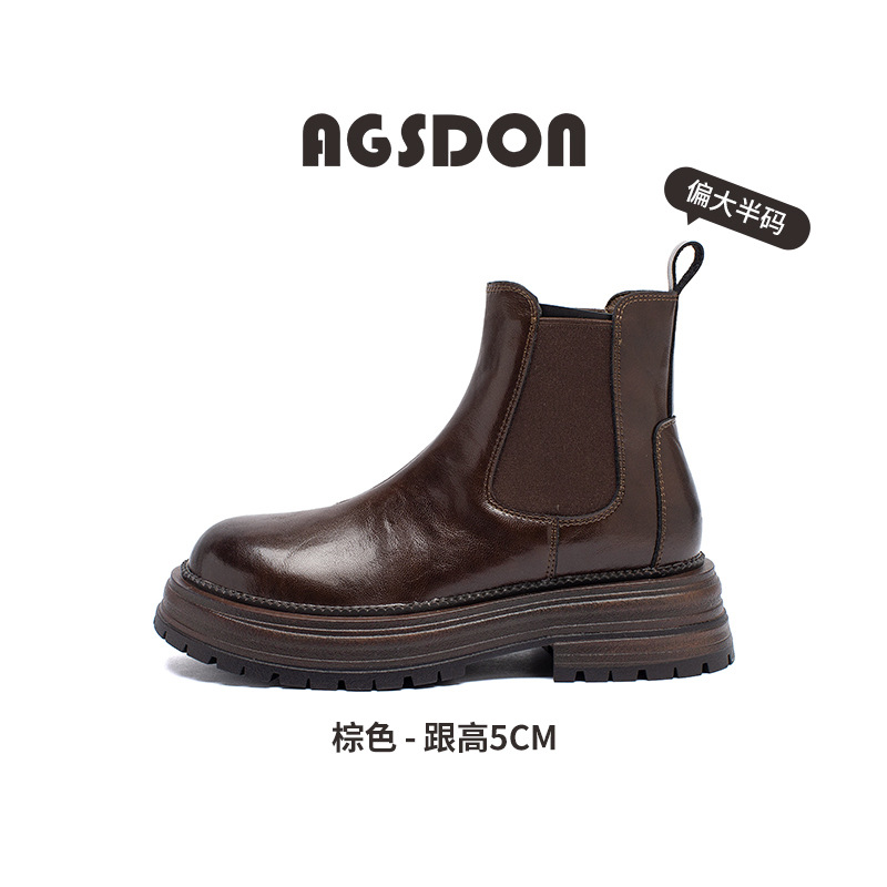 Augusto Lion Martin botas mujeres invierno 2026 nuevo estilo inglés botas cortas de fondo grueso botas de tubo retro Chelsea