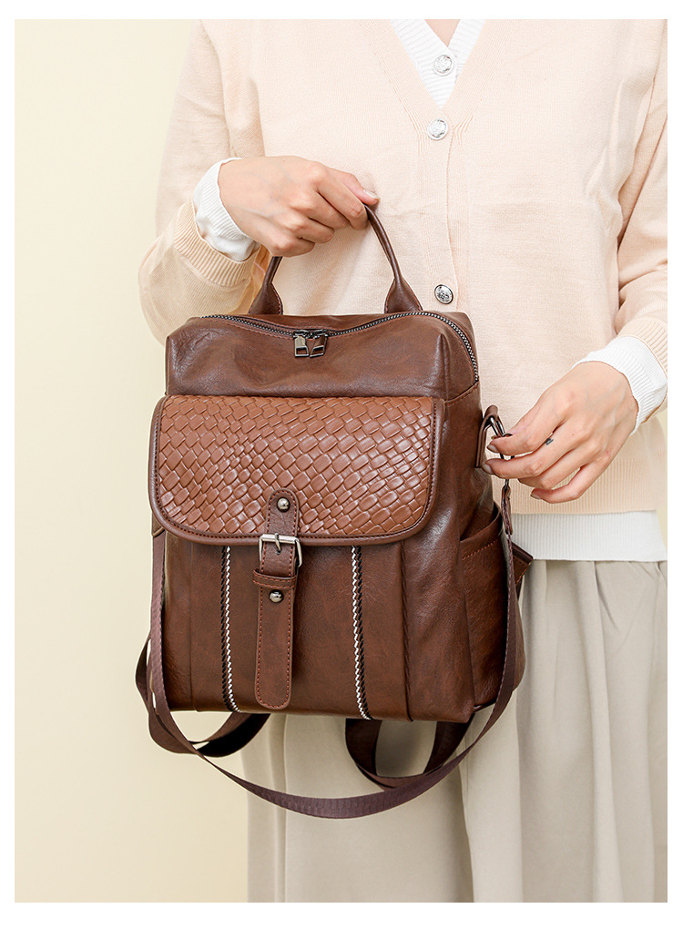 New Large Capacity Women's Backpack Soft Leather Multi Purpose Travel Backpack Single Shoulder Bag Women's Bag Student Backpack_voghion.com