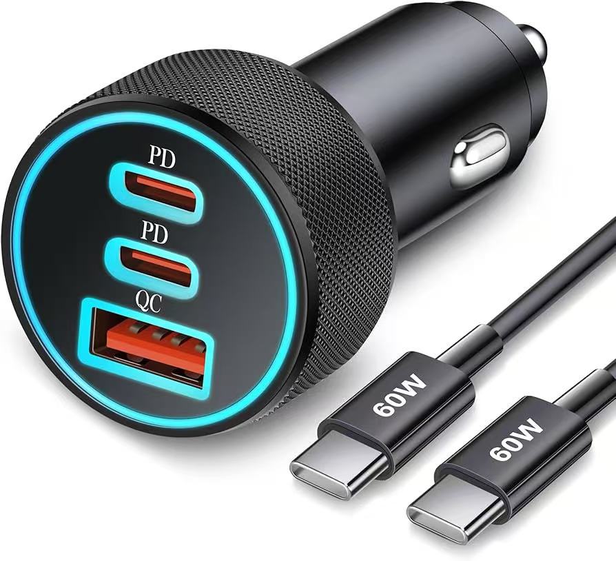 Cross-Border One-To-Three Aluminum Alloy Super Fast Charging Dual Pd30W+Qc Car Cigarette Lighter Phone Charger Wholesale