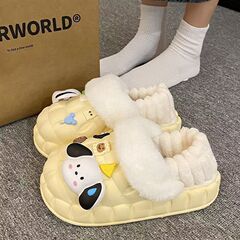 綿靴の女性は足を履いてかわいい洞靴を漕いで冬の家庭にベルベットをつけて保温して綿のスリッパを外すことができる