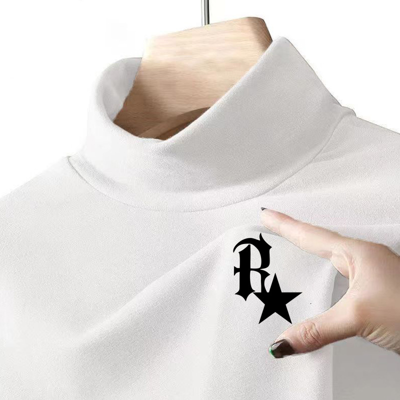 Directo de fábrica de color puro simple de gama alta de terciopelo a prueba de frío cálido medio cuello alto ropa interior hombres otoño camiseta superior