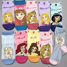 批发外贸冰雪奇缘女童袜安那公主中筒袜子好棉日单卡通童袜包邮