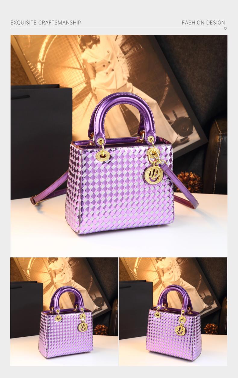 Túi xách nữ dáng đeo chéo kiểu Lady Dior thiết kế thời trang — màu vàng, bạc, màu tím, màu hồng chi tiết 12