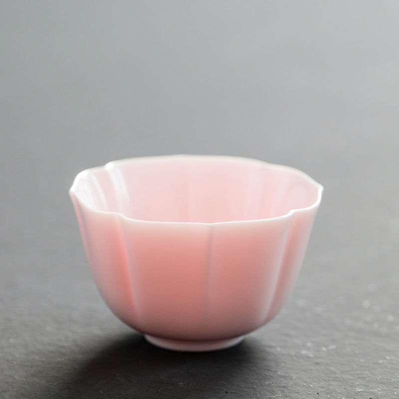 主人杯樱花粉陶瓷单杯女士茶杯品茗杯单个创意花瓣造型功夫泡茶杯