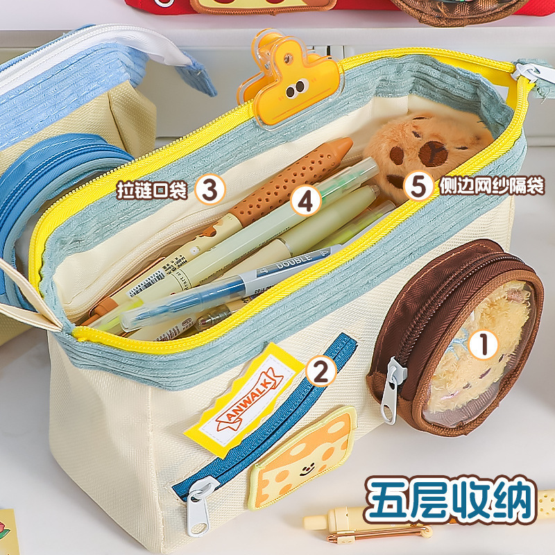 かわいい食べ物柄ペンケース 小学生 大容量 高颜值 配色がおしゃれな文房具入れ インスタ映え 個性的なペンケース|undefined