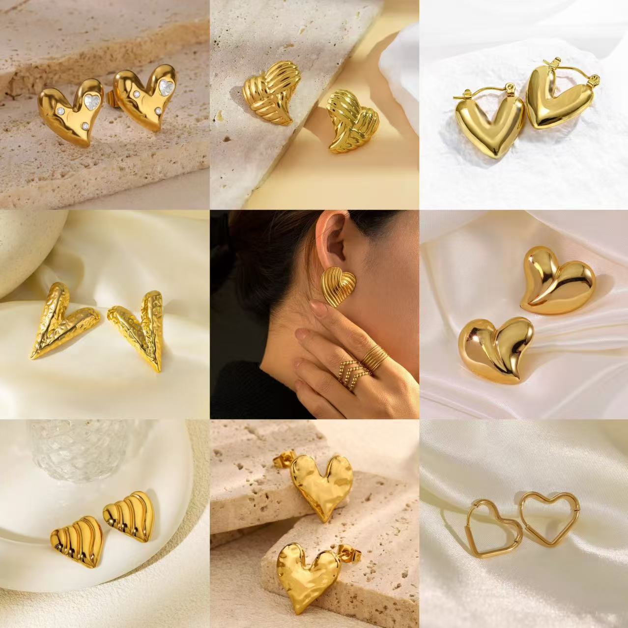 fashionable earrings stainless steel heart shaped
