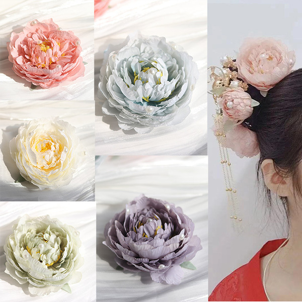 Ancient wind peony silk flower 3 Hanfu Datang silk hair hairpin hair…
