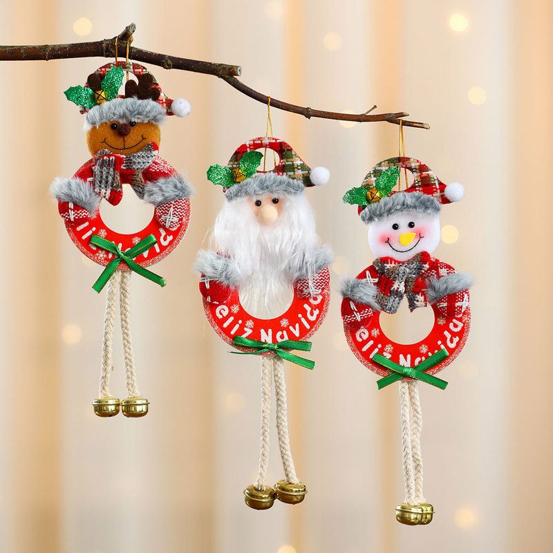 New Christmas doll small pendant KT board with bells Christmas tree pendant Christmas decoration supplies small gifts