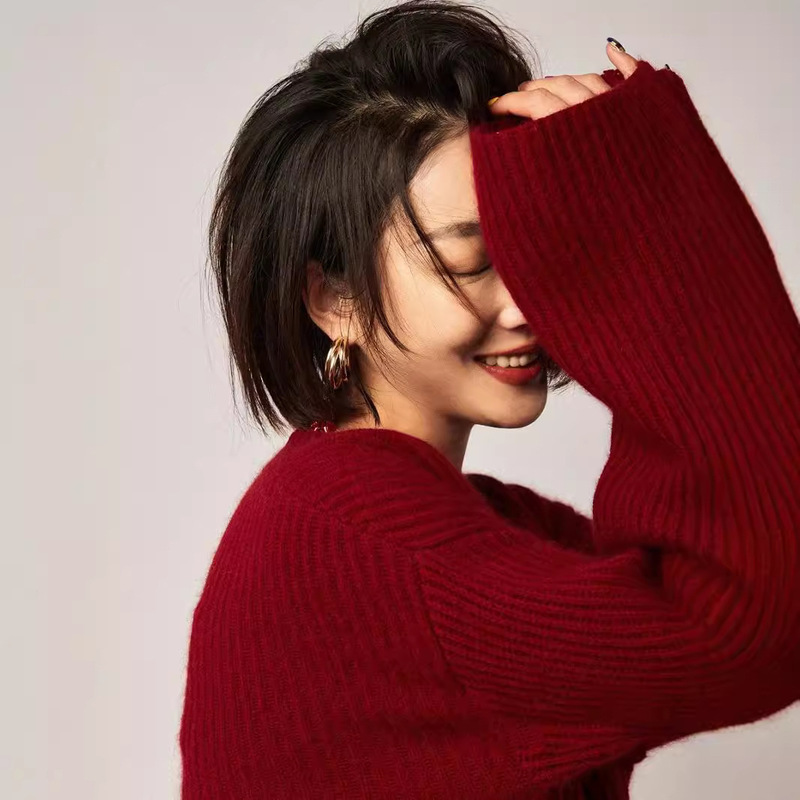 New Year's Special Red Sweater Women's Turtleneck Thickened Lazy Loose Sweater Knitted Bottoming Shirt Fashion Top Trbottomy