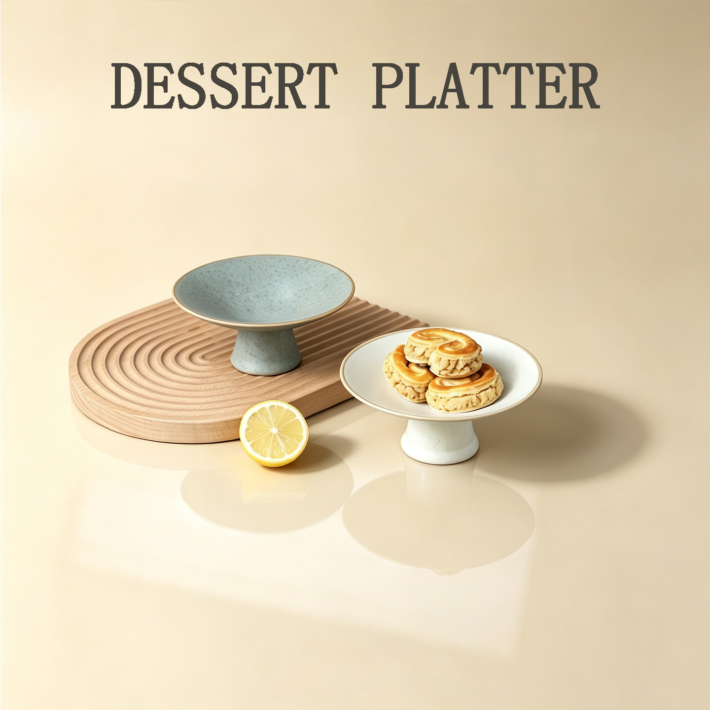 Chinese-Style High-Footed Plate, Aesthetic Ceramic Tea Snack Plate, Creative Fruit Plate for Offering to Buddha, Bergamot Tray, Snack Plate