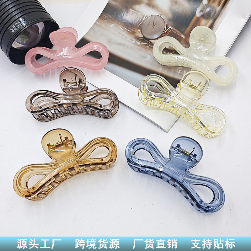 Jelly-Colored Bow Tie Hair Clip for Spring and Summer, Large Shark Clip for Back of the Head, Stylish Hairpin, Hair Accessory Wholesale
