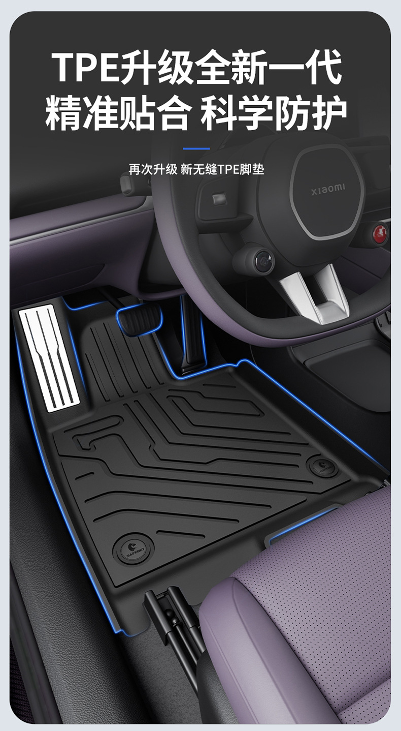 Suitable for Xiaomi Su7 Su7 Ultra Yu7 Special All-Weather Tpe Car Floor Mats and Vehicle Accessories Modification