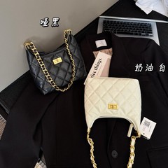 小香風菱格チェーン放浪バッグ女性高級感小衆中古脇下バッグシングル肩斜めショルダーバッグ小トートバッグ