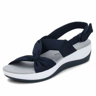 Cross-border large size New Fashion sandals women's European and American simple fish mouth bow muffin bottom Amazon Roman sandals