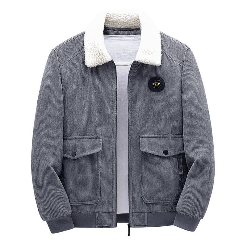 Chaqueta de lana de cordero y algodón para hombre, abrigo de pana nuevo 2024, abrigo de algodón grueso con forro polar y solapa, ropa exterior para hombre