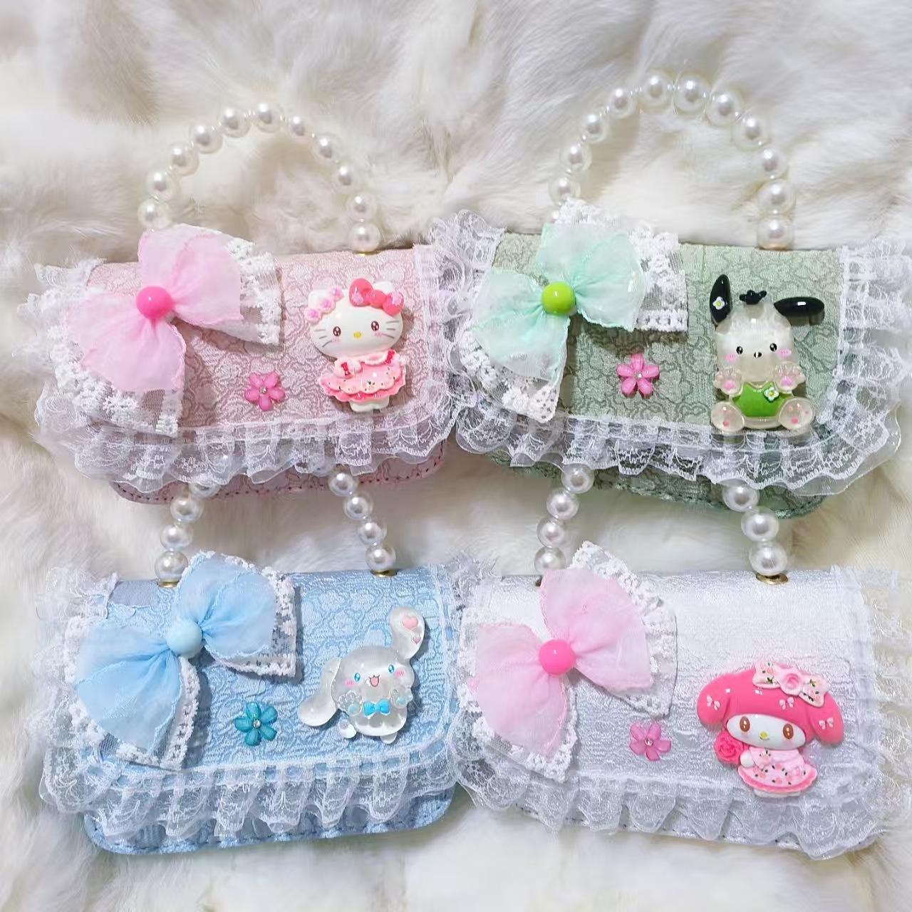 Bolso de perlas, bolso de cambio, bolso de accesorios, bolso de Año Nuevo para chicas, bolso de Año Nuevo, bolso pequeño, bolso cuadrado.