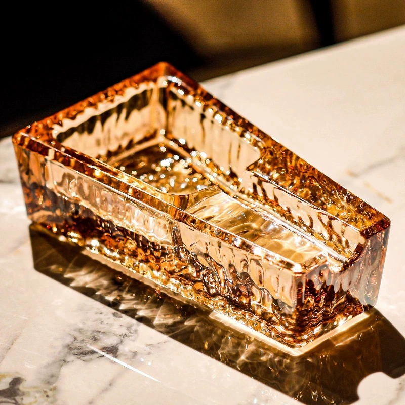 Пепельница для сигар, пепельница из хрустального стекла, набор для сигар и сигарет, креативные светлые роскошные украшения для дома, гостиной