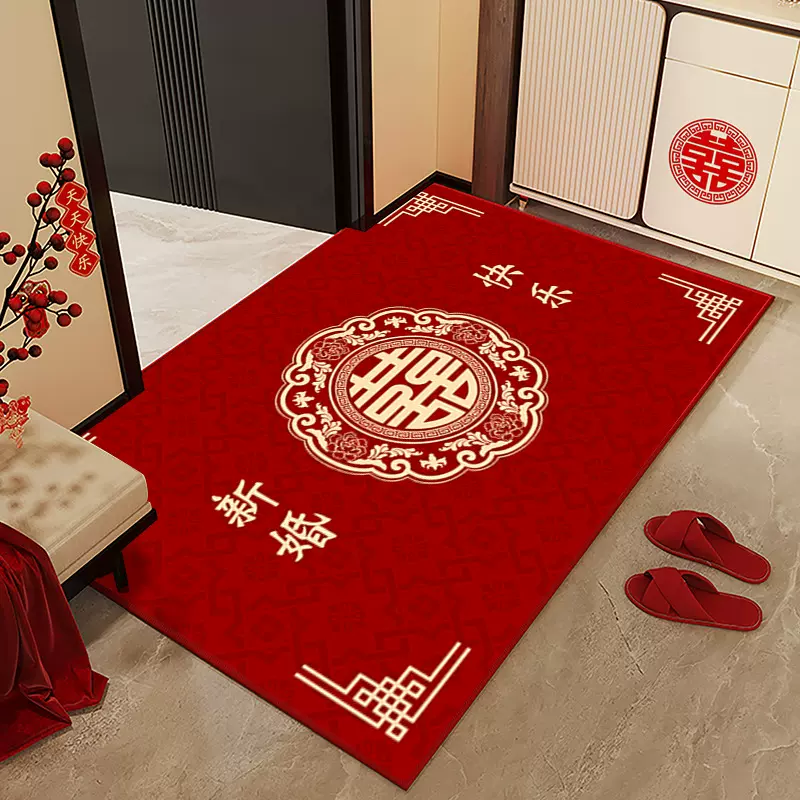 结婚红地毯喜庆中式婚礼婚房门口脚垫子结婚入户玄关地毯