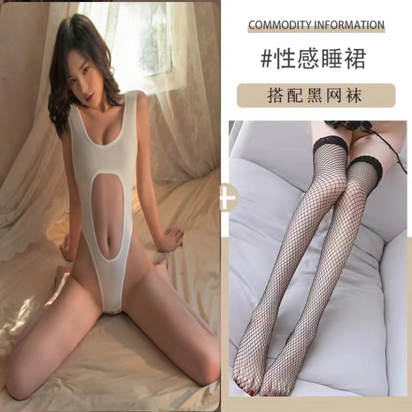 Lencería sexy, coqueteo emocional sexy, tentación, traje de pasión, entrepierna abierta, una pieza, ropa transparente para dormir, cabello uniforme