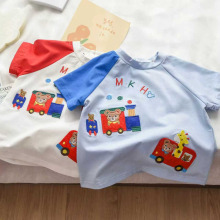 即墨日系童装短袖批发24夏男女童小熊汽车插肩袖休闲T恤2750