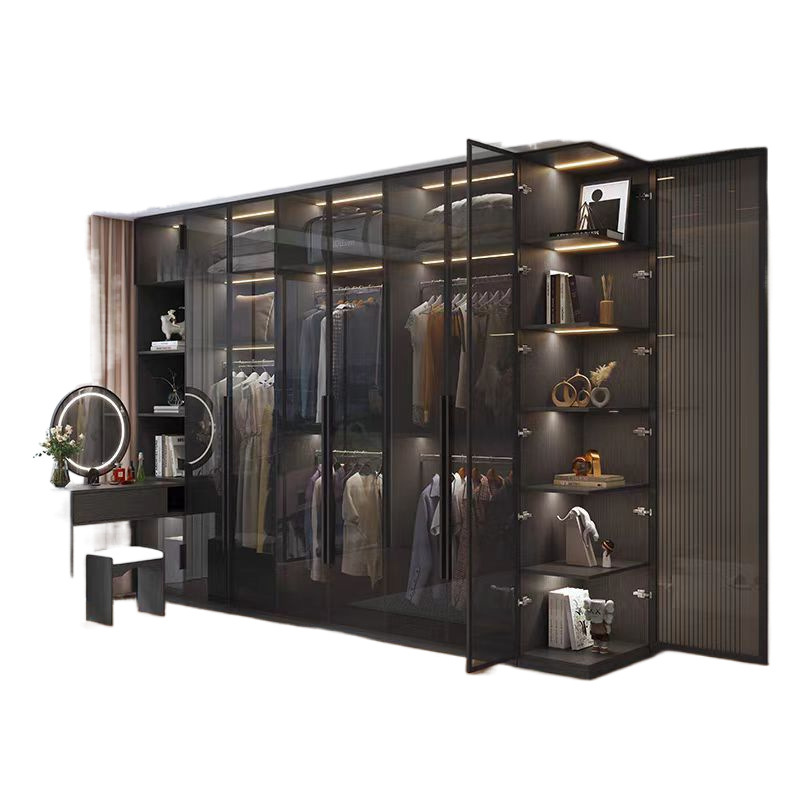 Light luxury bedroom wardrobe household one door to top glass door…