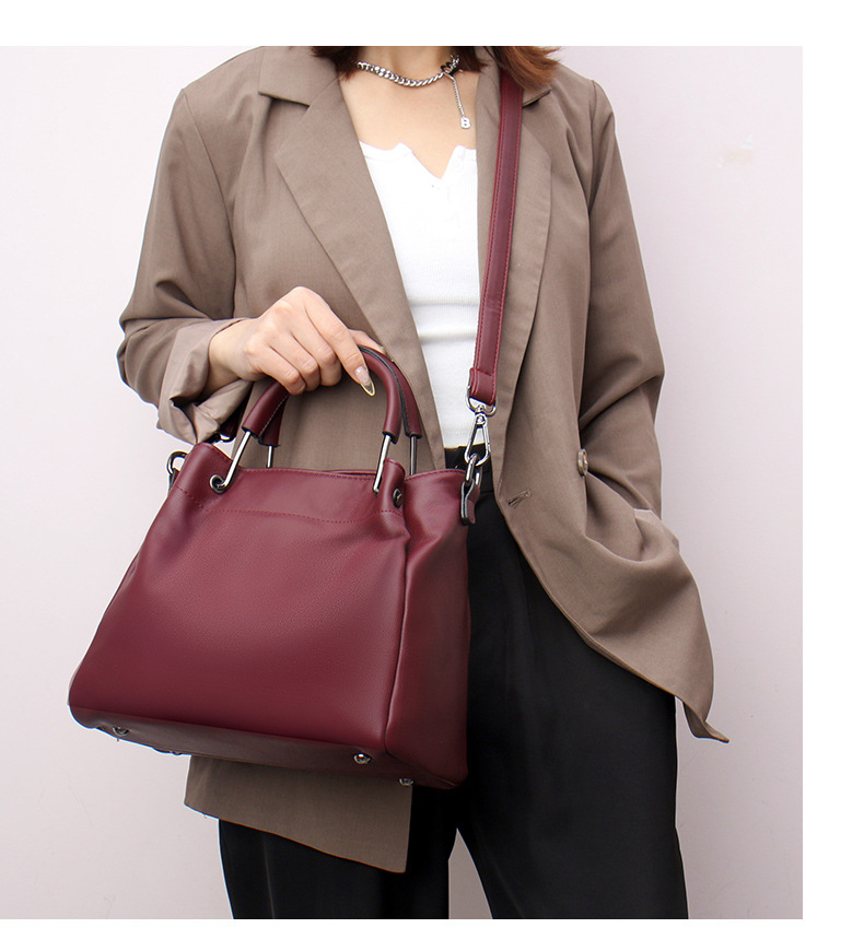 Women's Bag Bucket Bag Texturized Soft Leather Large Capacity Shoulder Crossbody Casual Handbag_voghion.com