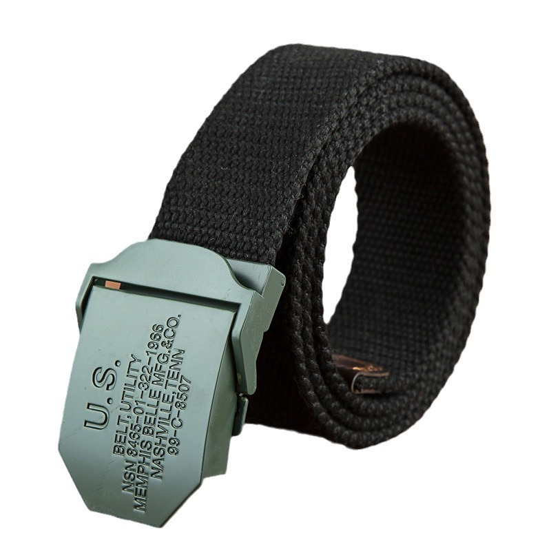 Ejército Verde EE. UU. hebilla automática cinturón de lona casual de los hombres al aire libre cinturón de lona se puede alargar cualquier venta directa de fábrica