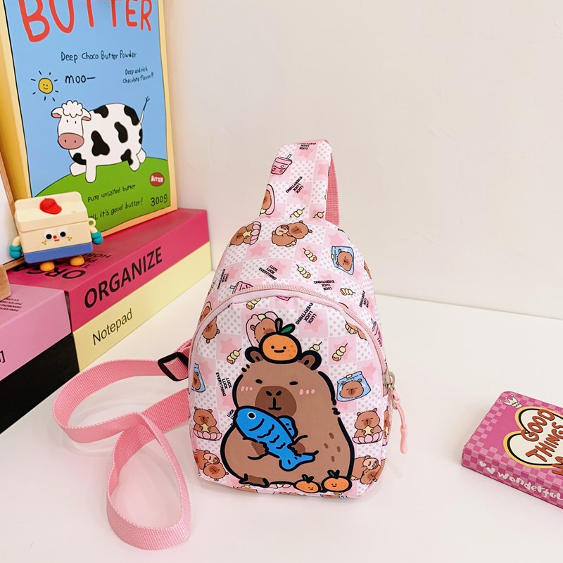 Bolsos lindos para niñas nuevas ventas calientes capibara bolsos de pecho para niños caricaturas para niños y niñas bolsos de cambio