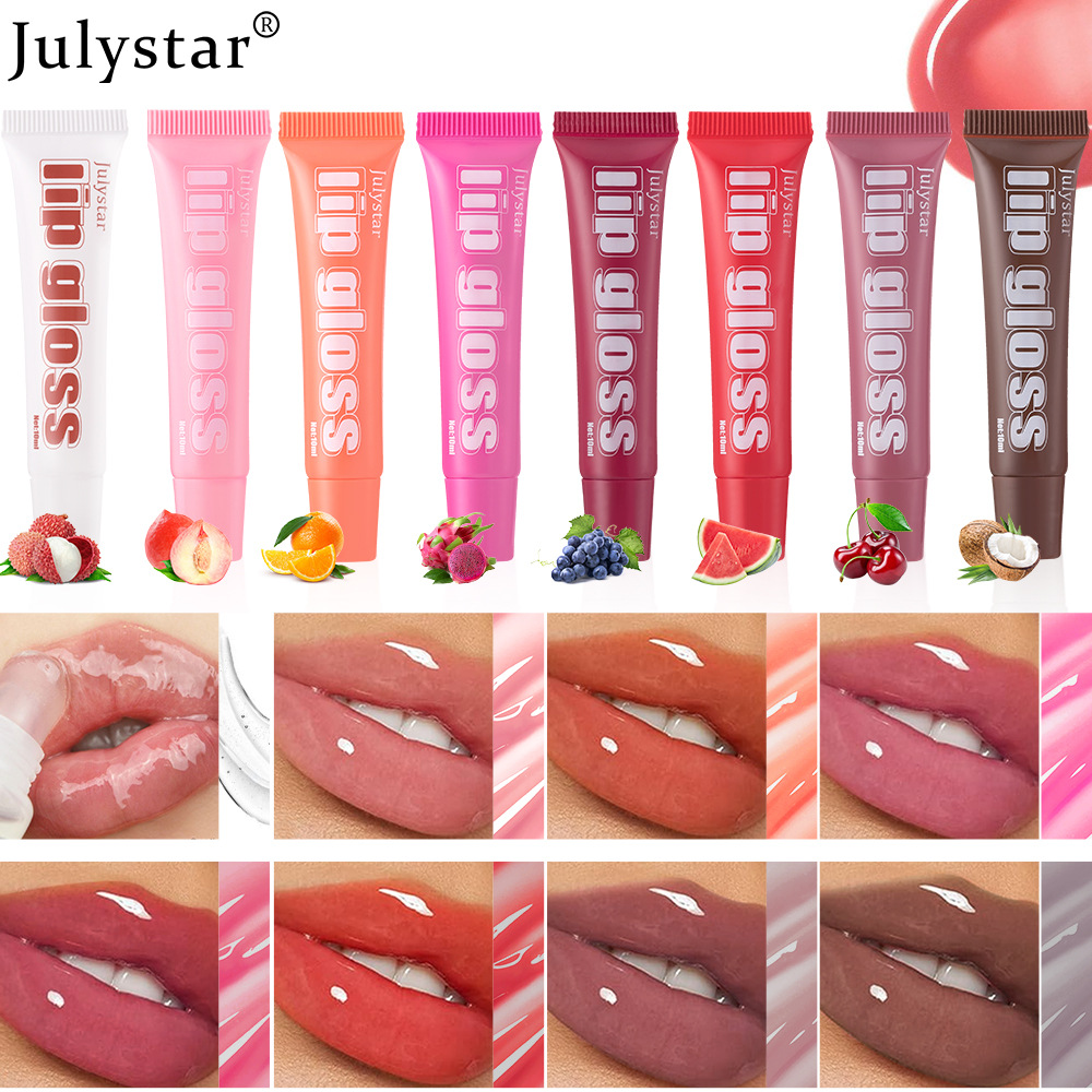 Julystar's best-selling Lip Moisturizing Fruit-flavored Lip Gloss 4-tube Set, Lip Gloss Moisturizing and Hydrating Lip Oil Makeup undefined