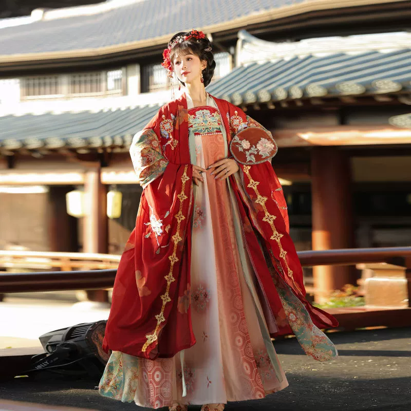 Оригинальный Hanfu женский 2025 новый весенний летний и танский нагрудный костюм с вышивкой с большими рукавами